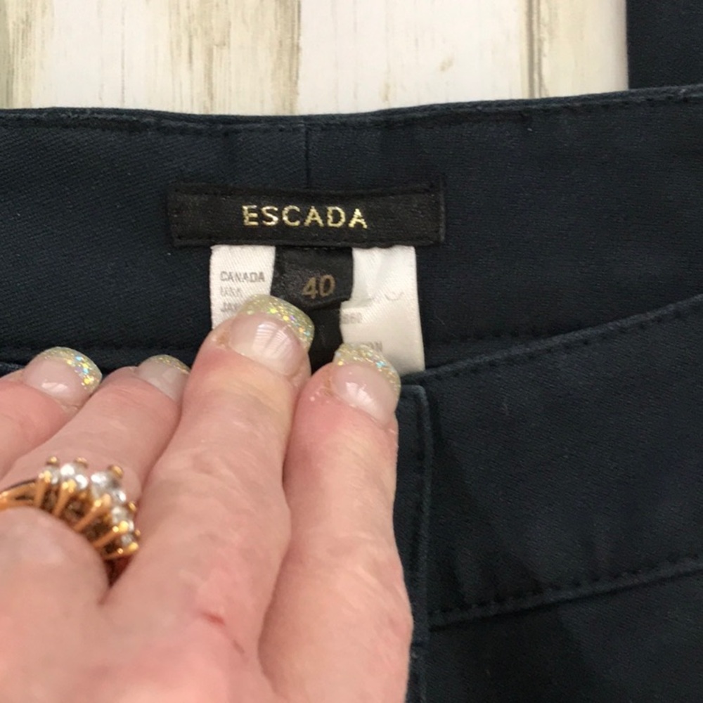 Escada Milano Strip Straight Pant Navy Nwot J7 View 4